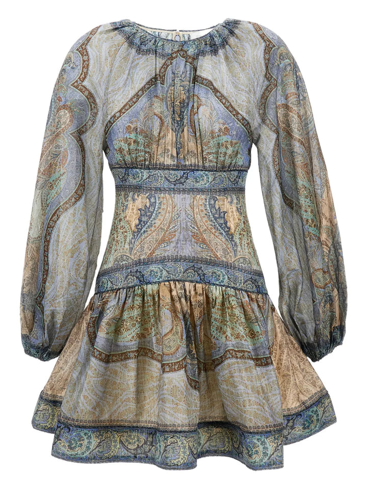 Zimmermann Wanderlust Mini Dress — Blue — Size S — Front View