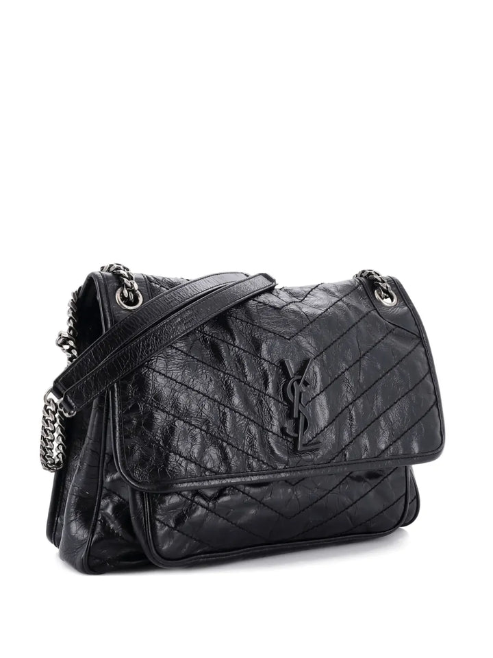 Saint Laurent Pre Owned Niki Chain Flap Bag Matelasse Chevron Leather Large Shoulder Bag — Same as shown — Size One Size — Front View