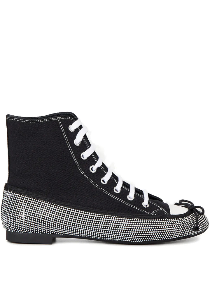 Marco De Vincenzo Crystal-Embellished Lace-Up — Black — Size US M 3.5 - US W 5 — Front View