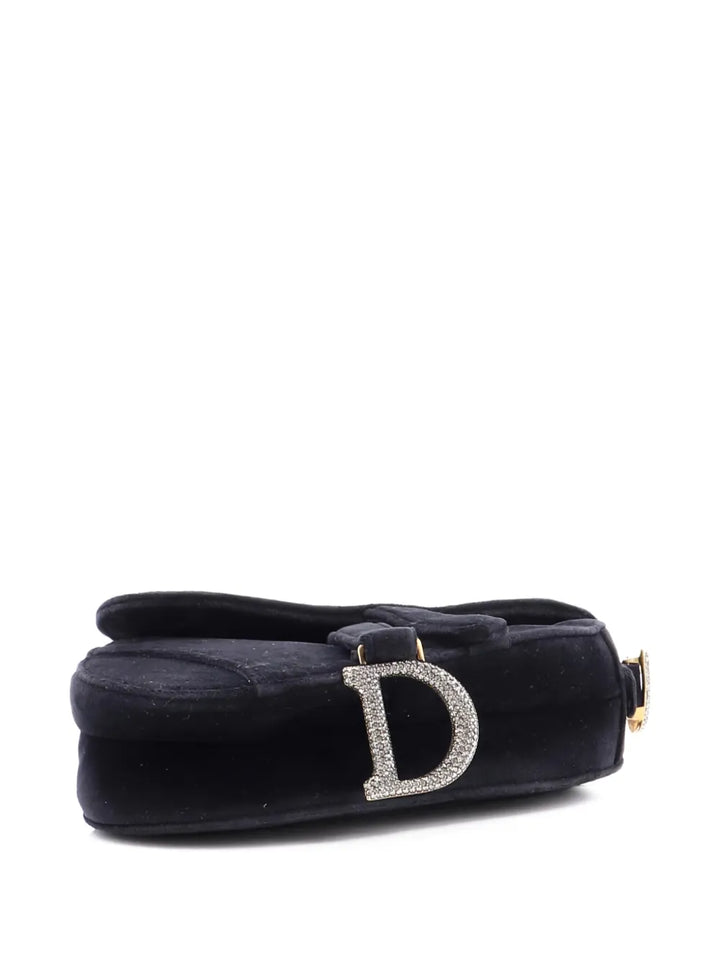 Christian Dior Pre Owned Saddle Handbag Velvet With Crystals Mini Shoulder Bag — Same as shown — Size One Size — Back View