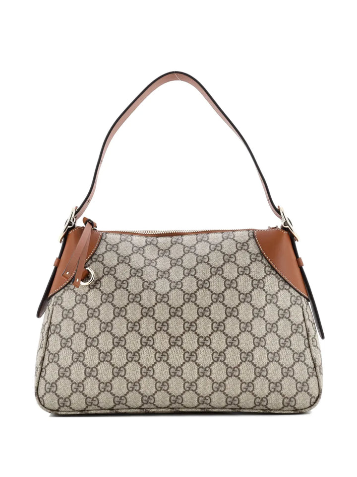 Gucci Pre Owned Emblem Gg Coated Canvas With Leather Medium Shoulder Bag — Same as shown — Size One Size — Front View
