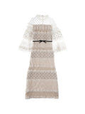 Valentino Garavani Ruffled Embellished Dress — Ivory — Size S — Front View