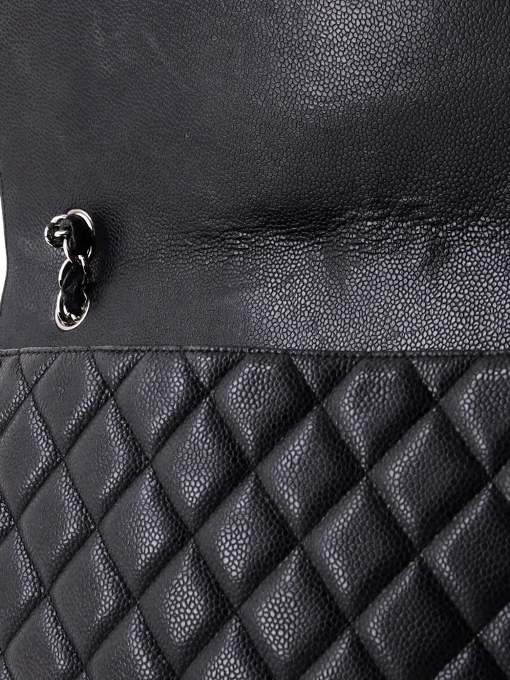 Chanel Pre Owned Classic Single Flap Bag Quilted Caviar Maxi Shoulder Bag — Same as shown — Size One Size — Top View