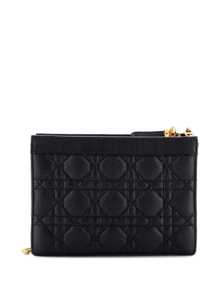 Christian Dior Pre Owned Caro Zipped Pouch With Chain Cannage Quilt Leather Shoulder Bag — Same as shown — Size One Size — Side View