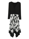 Karl Lagerfeld Floral Pleated Dress — Black — Size S — Front View