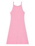 Courreges Ribbed Knit A Line Mini Dress — Pink — Size XXS — Front View