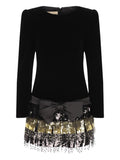 Valentino Garavani Bow Sequin Embellished Dress — Black — Size XS — Front View