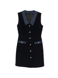 Maje Patch Pocket Button Mini Dress — Blue/ Navy — Size XS — Front View