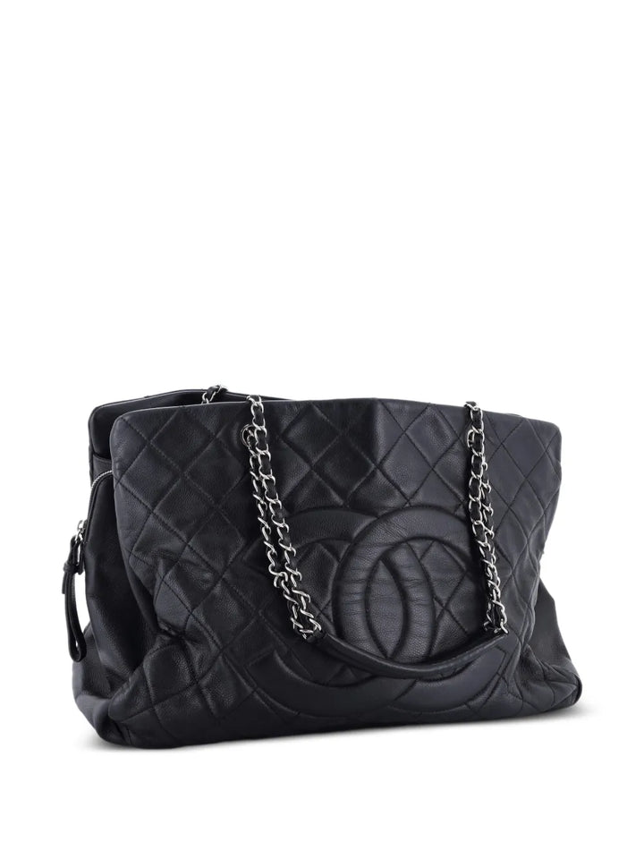 Chanel Pre Owned Timeless Classic Shopping Tote Quilted Caviar Xl Shoulder Bag — Same as shown — Size One Size — Back View