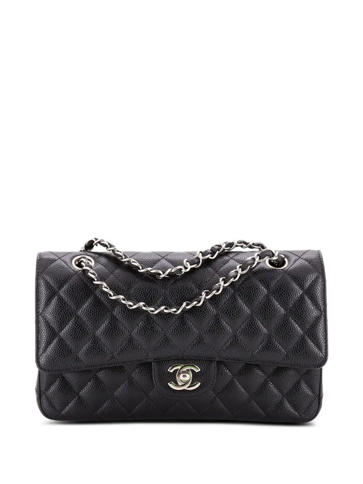Chanel Pre Owned Classic Double Flap Bag Quilted Caviar Medium Shoulder Bag — Same as shown — Size One Size — Front View