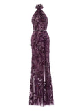 Saiid Kobeisy Halter Neck Maxi Dress — Purple — Size XS — Front View