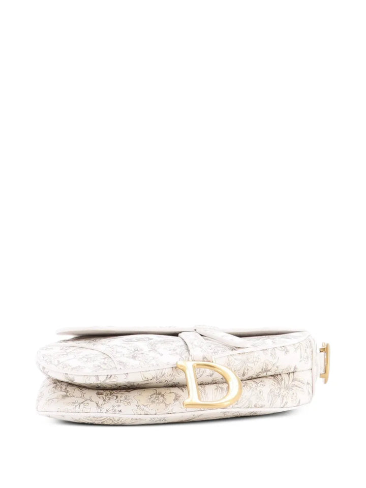 Christian Dior Pre Owned Saddle Handbag With Strap Printed Leather Medium Shoulder Bag — Same as shown — Size One Size — Top View