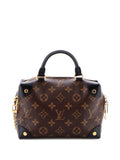 Louis Vuitton Pre Owned Petite Malle Souple Handbag Monogram Canvas With Leather Shoulder Bag — Same as shown — Size One Size — Back View