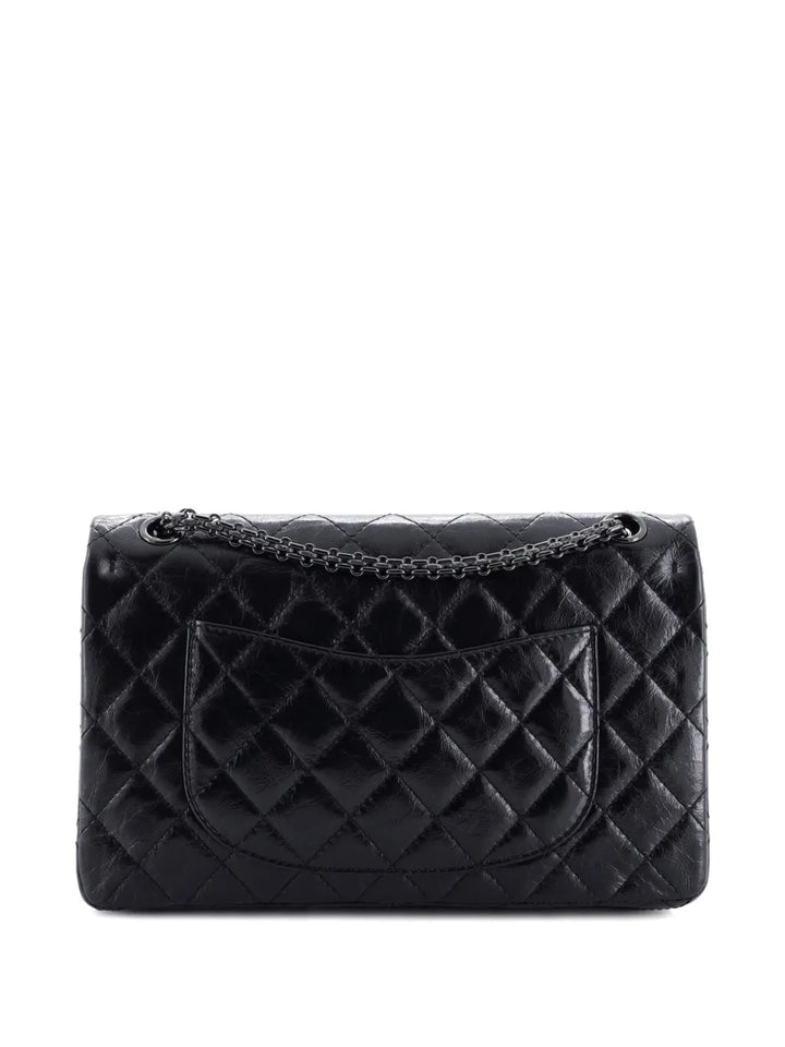 Chanel Pre Owned So Black Reissue 255 Flap Bag Quilted Glazed Calfskin 226 Shoulder Bag — Same as shown — Size One Size — Side View