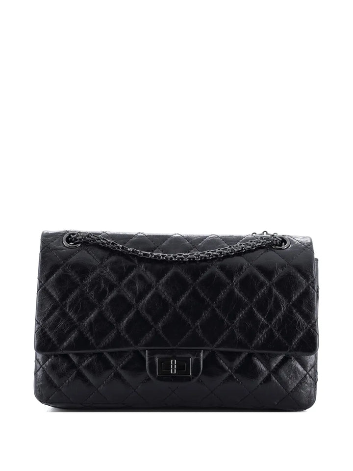 Chanel Pre Owned So Black Reissue 255 Flap Bag Quilted Glazed Calfskin 226 Shoulder Bag — Same as shown — Size One Size — Front View