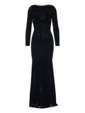 Nissa Backless Textured Maxi Dress — Black/ Red — Size S — Front View