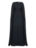Nissa Lace Cape Maxi Dress — Black — Size XS — Front View