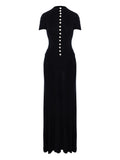 Manuri Mia Pearl Embellished Maxi Dress — Black — Size XS — Front View