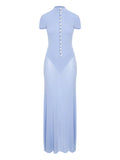 Manuri Pearl Embellished Maxi Dress — Blue — Size S — Front View