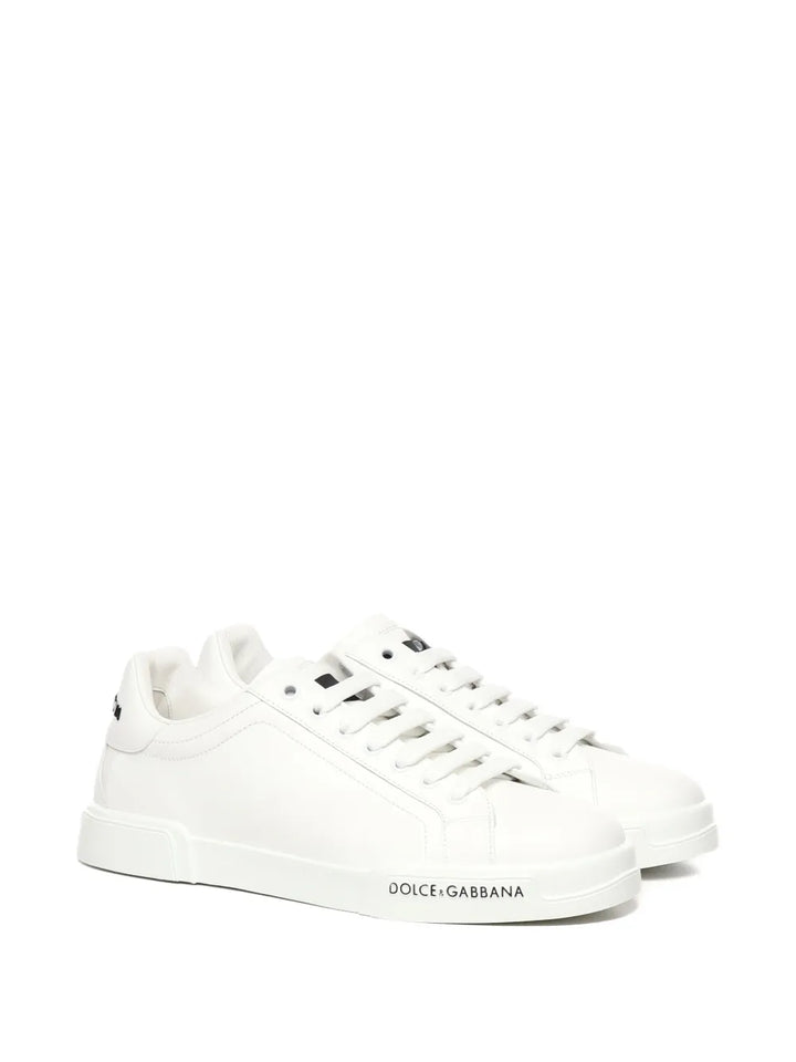 Dolce & Gabbana Portofino Leather Low-Top — White — Size US M 3.5 - US W 5 — Side View