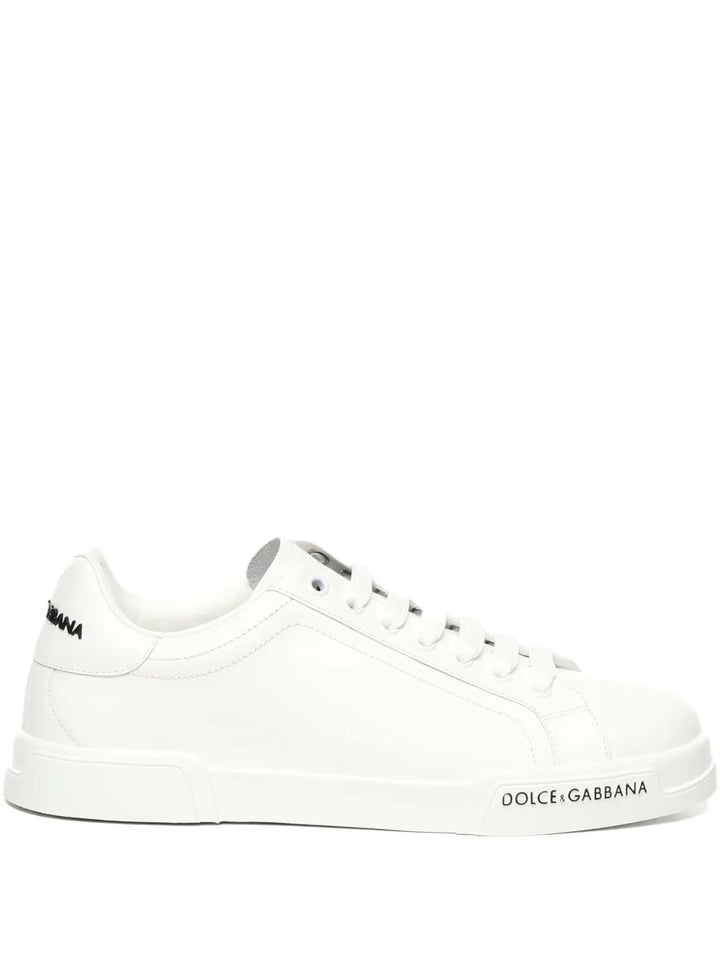 Dolce & Gabbana Portofino Leather Low-Top — White — Size US M 3.5 - US W 5 — Front View
