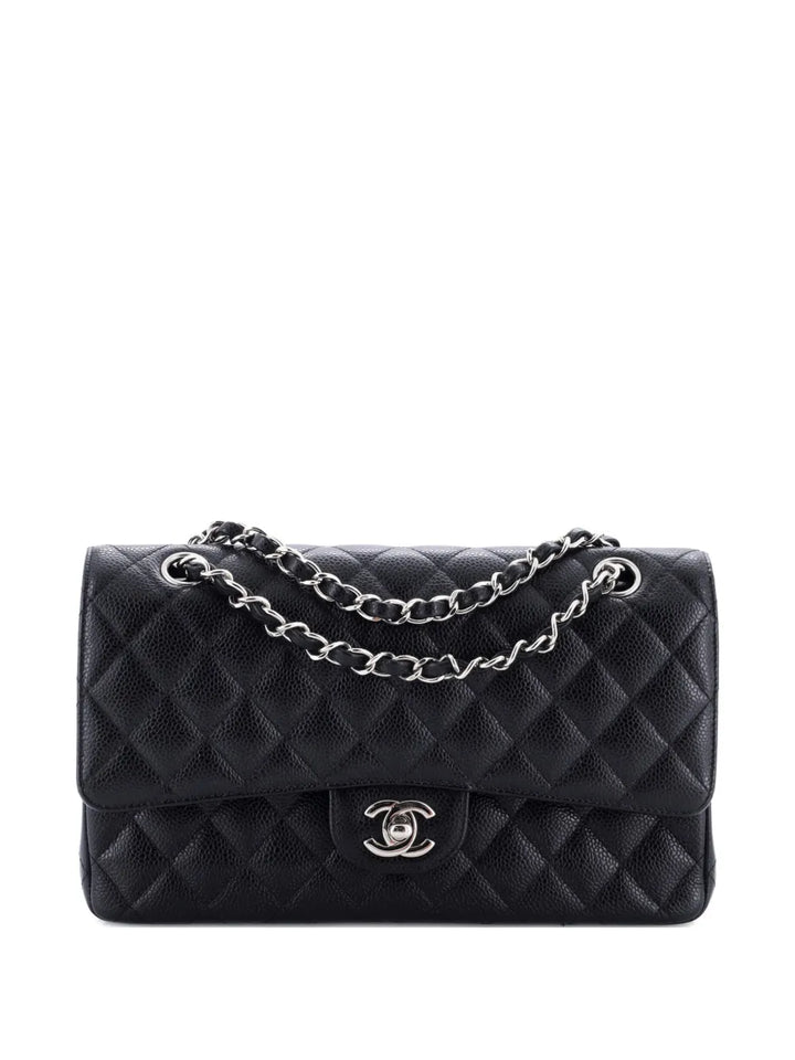 Chanel Pre Owned Classic Double Flap Bag Quilted Caviar Medium Shoulder Bag — Same as shown — Size One Size — Front View