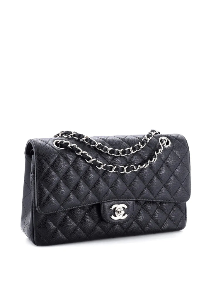Chanel Pre Owned Classic Double Flap Bag Quilted Caviar Medium Shoulder Bag — Same as shown — Size One Size — Back View