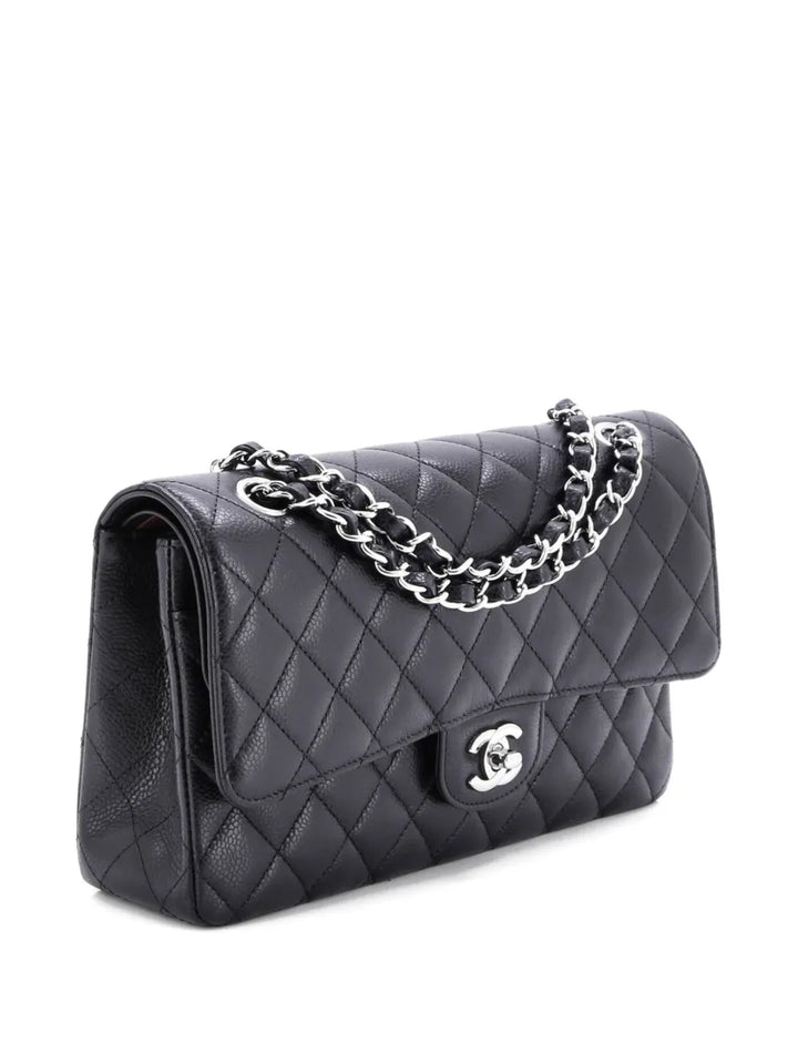 Chanel Pre Owned Classic Double Flap Bag Quilted Caviar Medium Shoulder Bag — Same as shown — Size One Size — Back View