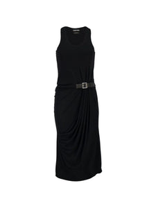 Tom Ford Belted Midi Dress — Black — Size S — Front View