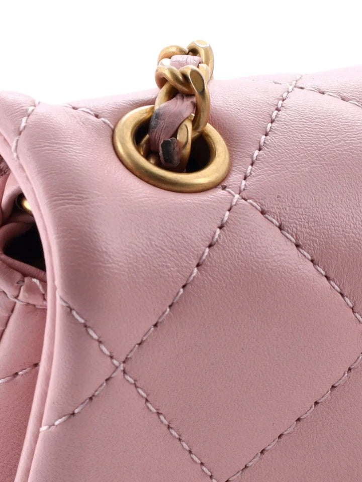 Chanel Pre Owned Sweet Heart Chain Flap Bag Quilted Lambskin Mini Shoulder Bag — Same as shown — Size One Size — Top View