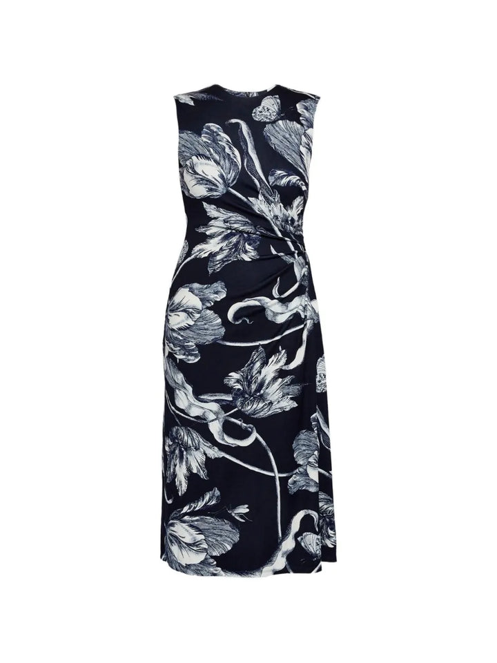 Erdem Floral Print Sleeveless Midi Dress — Blue — Size S — Front View