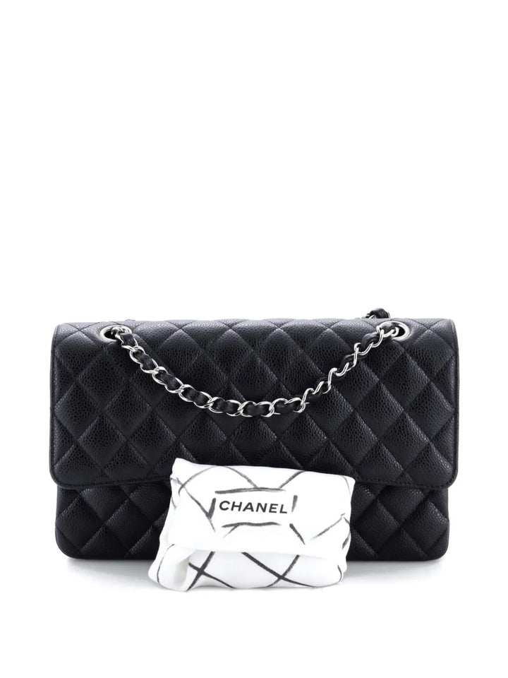 Chanel Pre Owned Classic Double Flap Bag Quilted Caviar Medium Shoulder Bag — Same as shown — Size One Size — Detail View