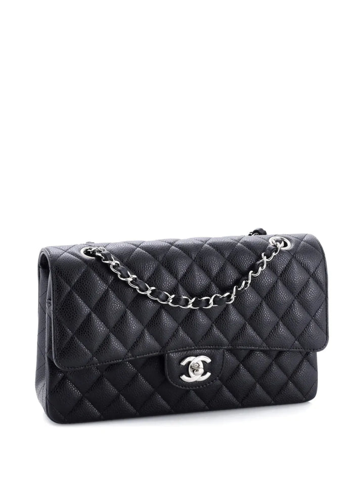 Chanel Pre Owned Classic Double Flap Bag Quilted Caviar Medium Shoulder Bag — Same as shown — Size One Size — Back View