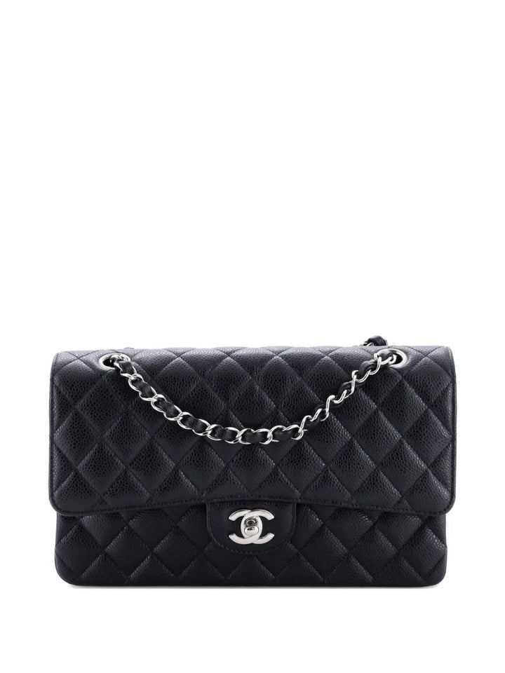 Chanel Pre Owned Classic Double Flap Bag Quilted Caviar Medium Shoulder Bag — Same as shown — Size One Size — Front View