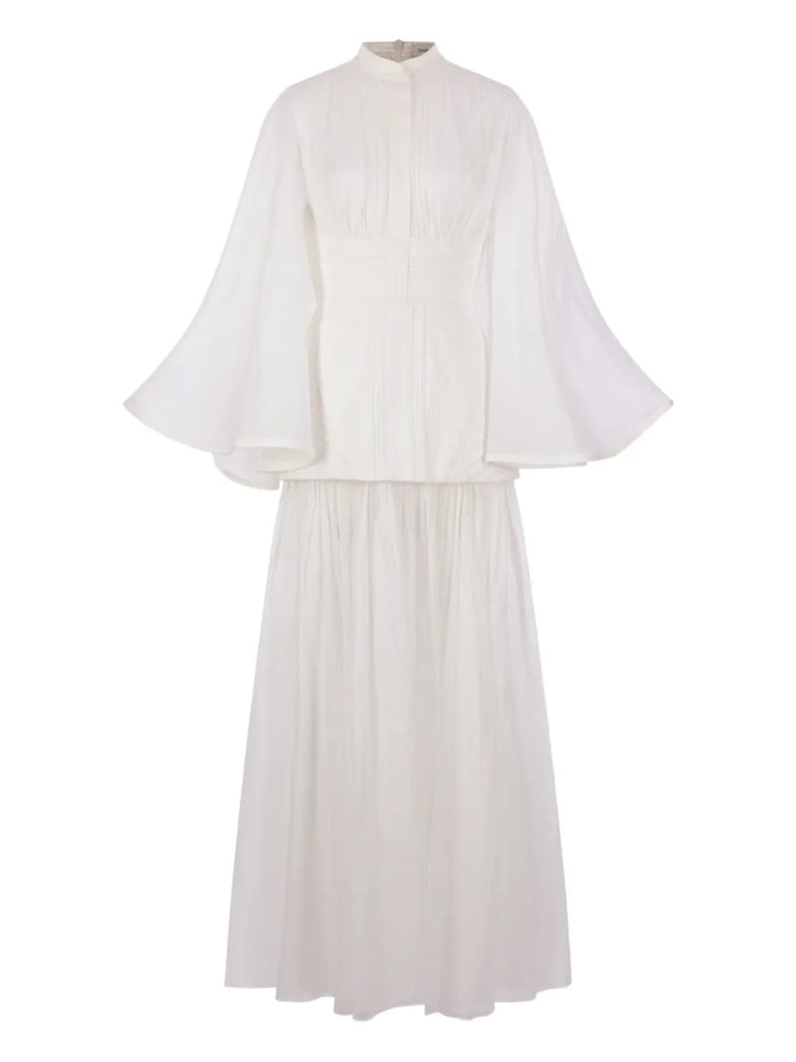 Zimmermann Pleated Dress — Red/ Ivory — Size XS — Front View