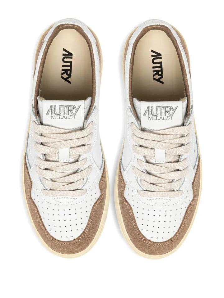 Autry Perforated Leather Trainers — White — Size US M 3.5 - US W 5 — Top View