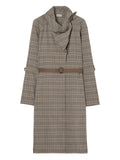 Burberry Scarf Collar Checked Mini Dress — Grey — Size XS — Front View