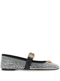 Versace La Medusa Studded Ballet Flats — Black — Size US M 3.5 - US W 5 — Front View
