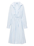Prada V Neck Long Sleeve Midi Dress — Blue/ Red — Size XS — Front View