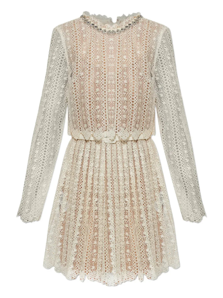 Self Portrait Lace Embellished Maxi Dress — Cream — Size XS — Front View