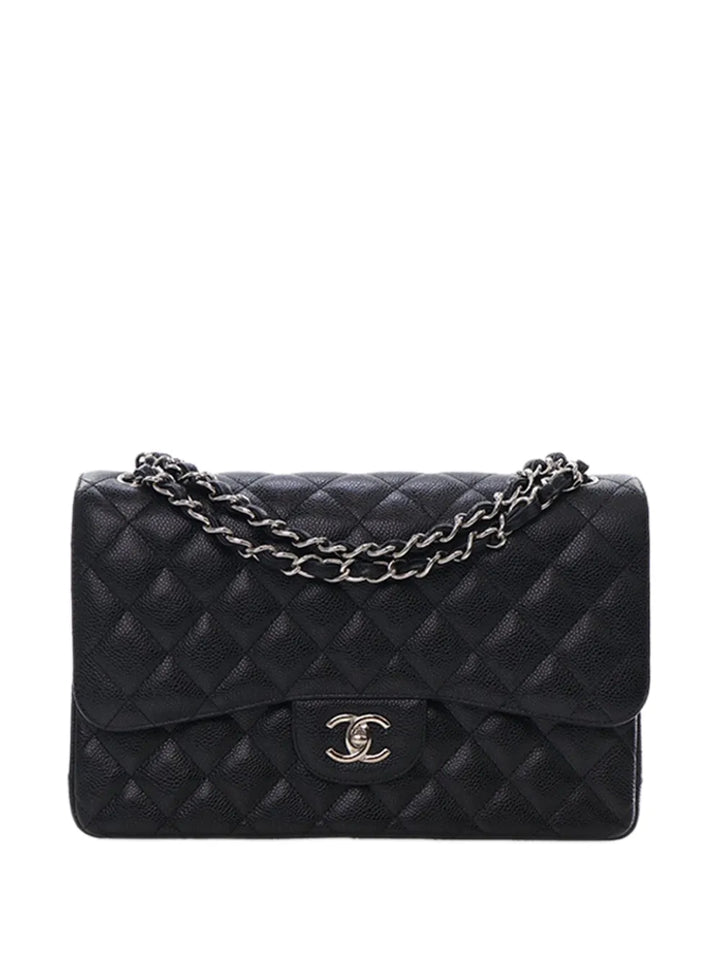 Chanel Pre Owned 2016 2017 Jumbo Classic Caviar Double Flap Shoulder Bag — Same as shown — Size One Size — Front View