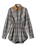 Miu Miu Buttoned Check Pattern Mini Dress — Grey — Size XS — Front View