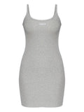 Versace Logo Ribbed Dress — Grey — Size XL — Front View