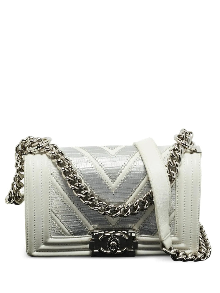Chanel Pre Owned 2016 2017 Boy Channel Chevron Stitching Leather Shoulder Bag — Same as shown — Size One Size — Front View