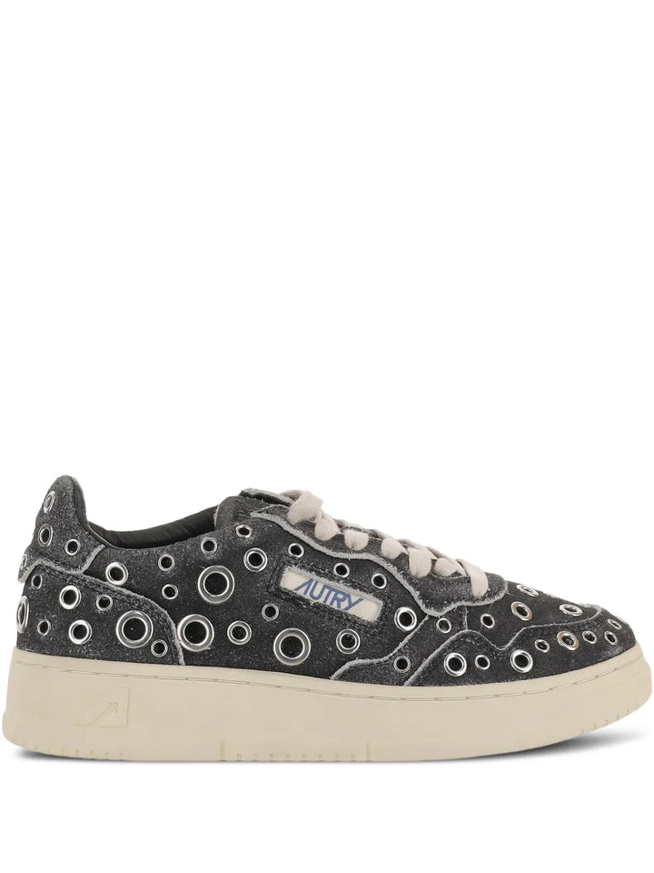 Autry Medalist Low Eyelet-Embellished — Black — Size US M 3.5 - US W 5 — Front View