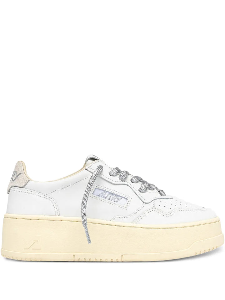 Autry Medalist Platform Leather — White — Size US M 3.5 - US W 5 — Front View
