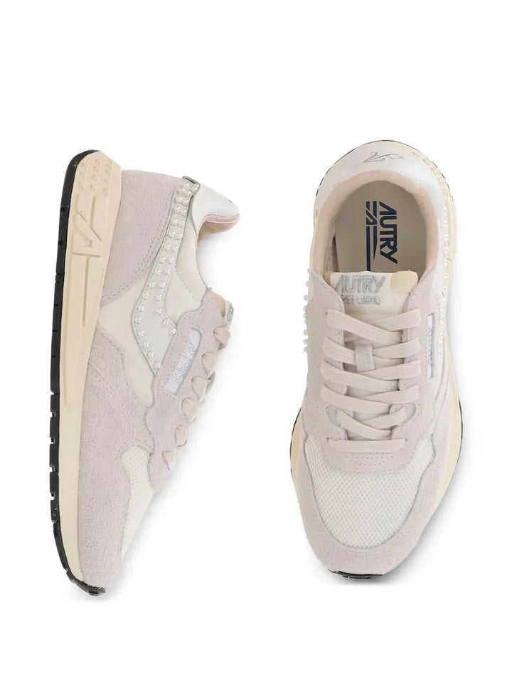 Autry Reelwind Pearl-Embellished — White — Size US M 3.5 - US W 5 — Top View