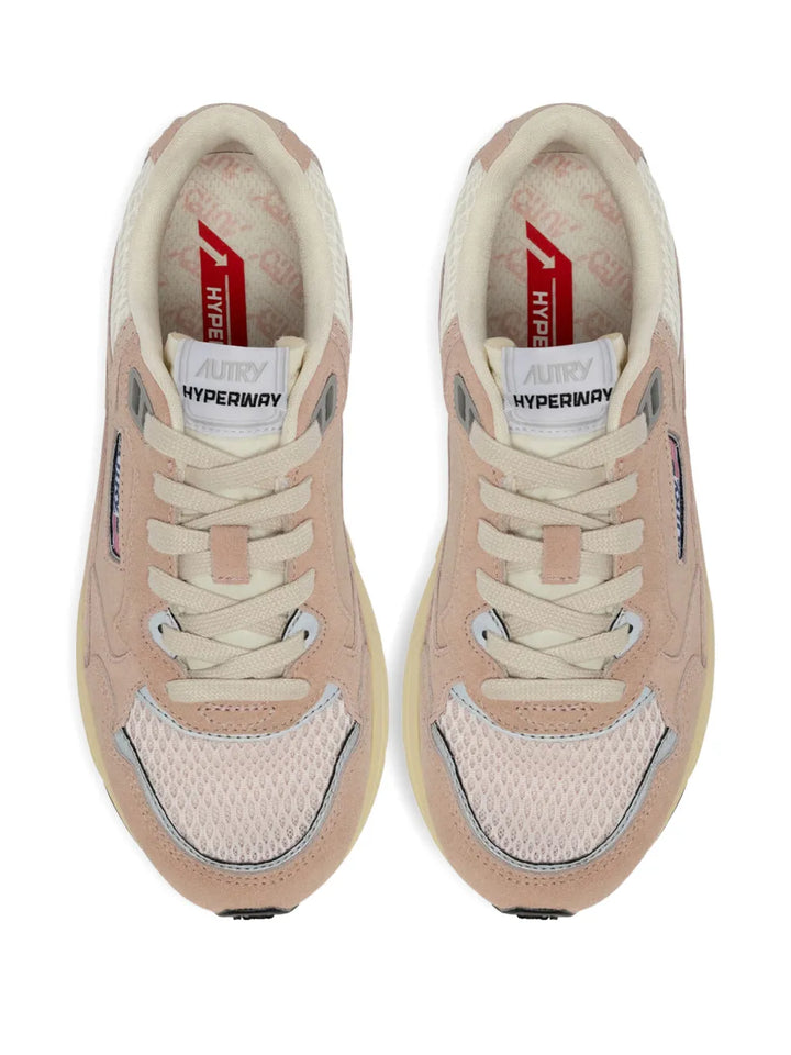 Autry Hyperway Suede Lace-Up — Beige — Size US M 3.5 - US W 5 — Top View