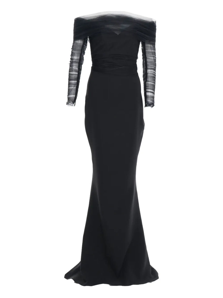 Ana Radu Off Shoulder Tulle Gown — Black — Size XS — Front View