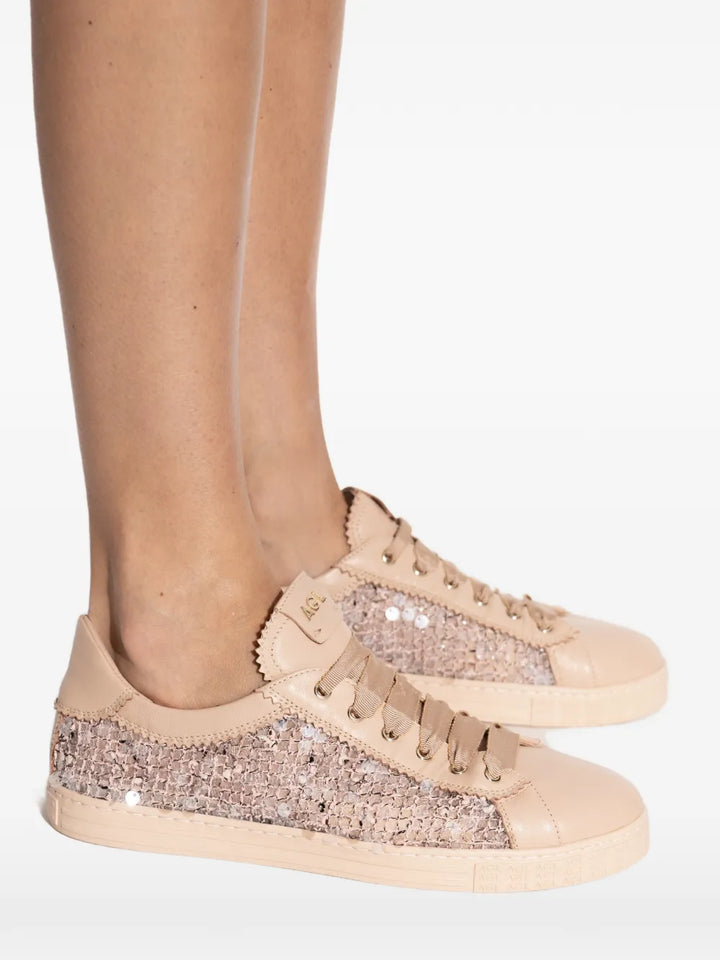 AGL Sequinned Leather-Panel — Beige — Size US M 3.5 - US W 5 — Detail View